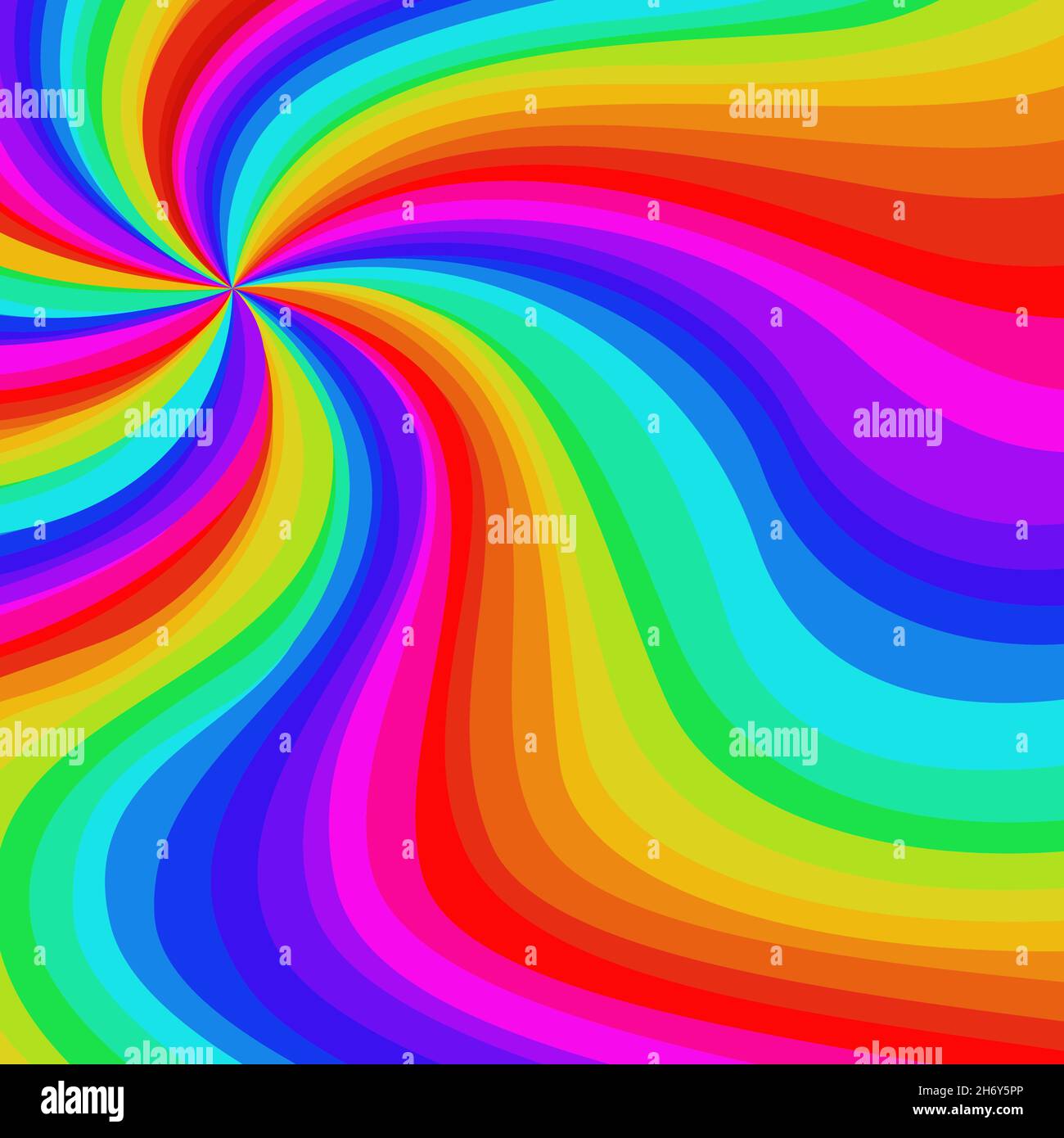 Linee ondulate multicolore nei colori dello spettro, divergenti da un punto Illustrazione Vettoriale