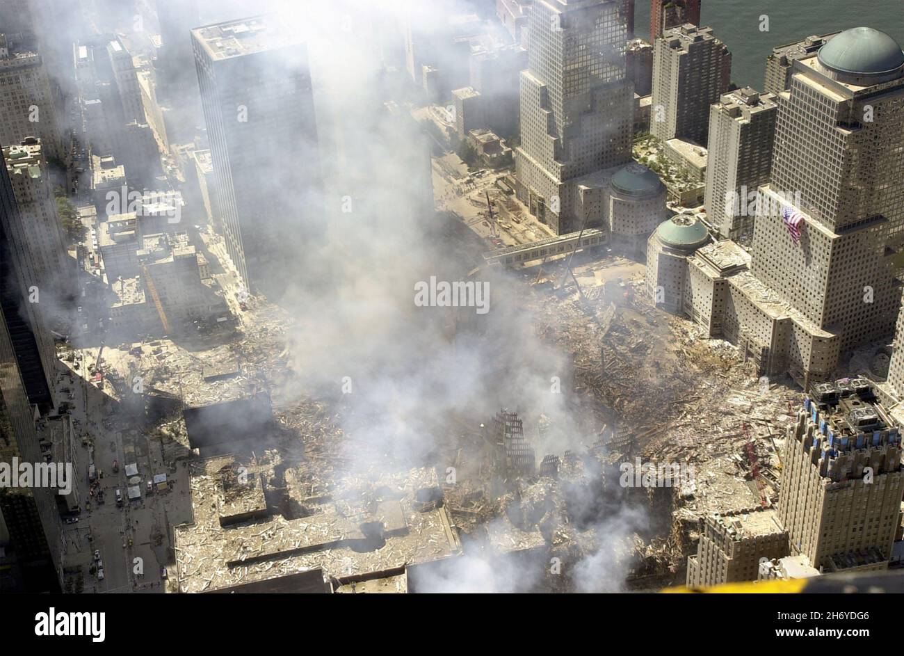 WORLD TRADE CENTER, New York, terra zero dopo gli attacchi del 11 settembre 2001. Foto: Archivio Nazionale DEGLI STATI UNITI. Foto Stock