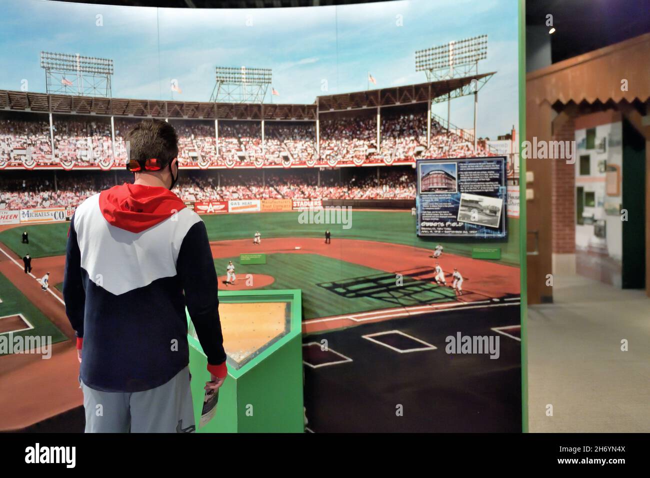 Cooperstown, New York, Stati Uniti. Una mostra interna alla National Baseball Hall of Fame and Museum nella piccola cittadina upstate di Cooperstown a New York. Foto Stock