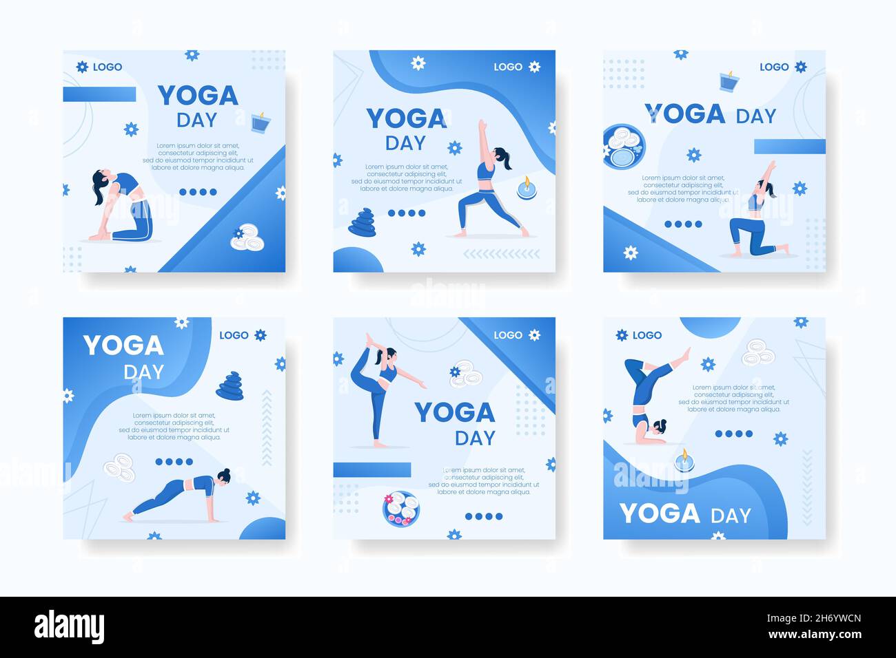 Yoga e meditazione Post Editable of Square sfondo Illustrazione adatto per Social media, Feed, Card, saluti, Stampa e Web Internet Ads Illustrazione Vettoriale