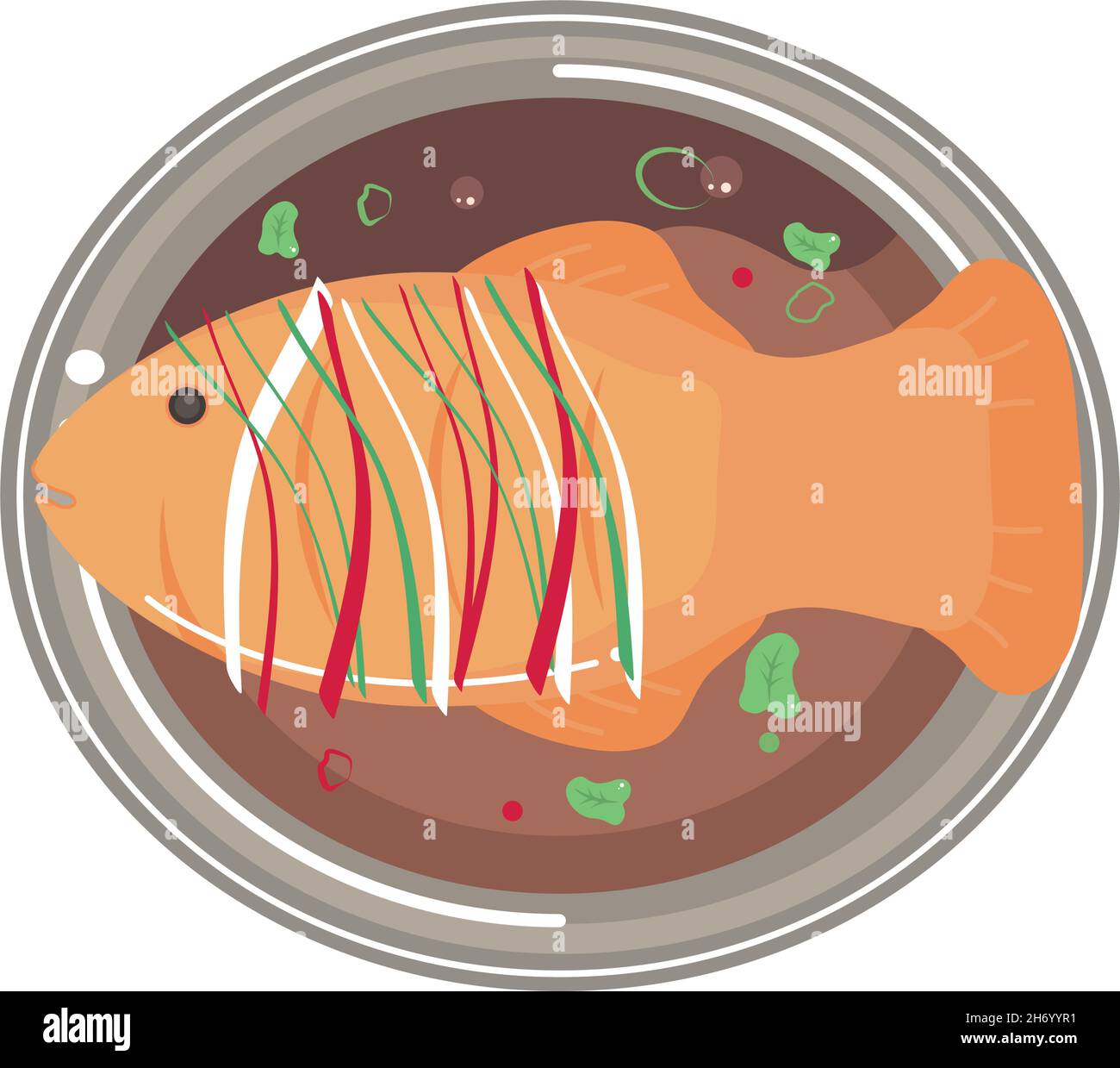 zuppa con pesce Illustrazione Vettoriale