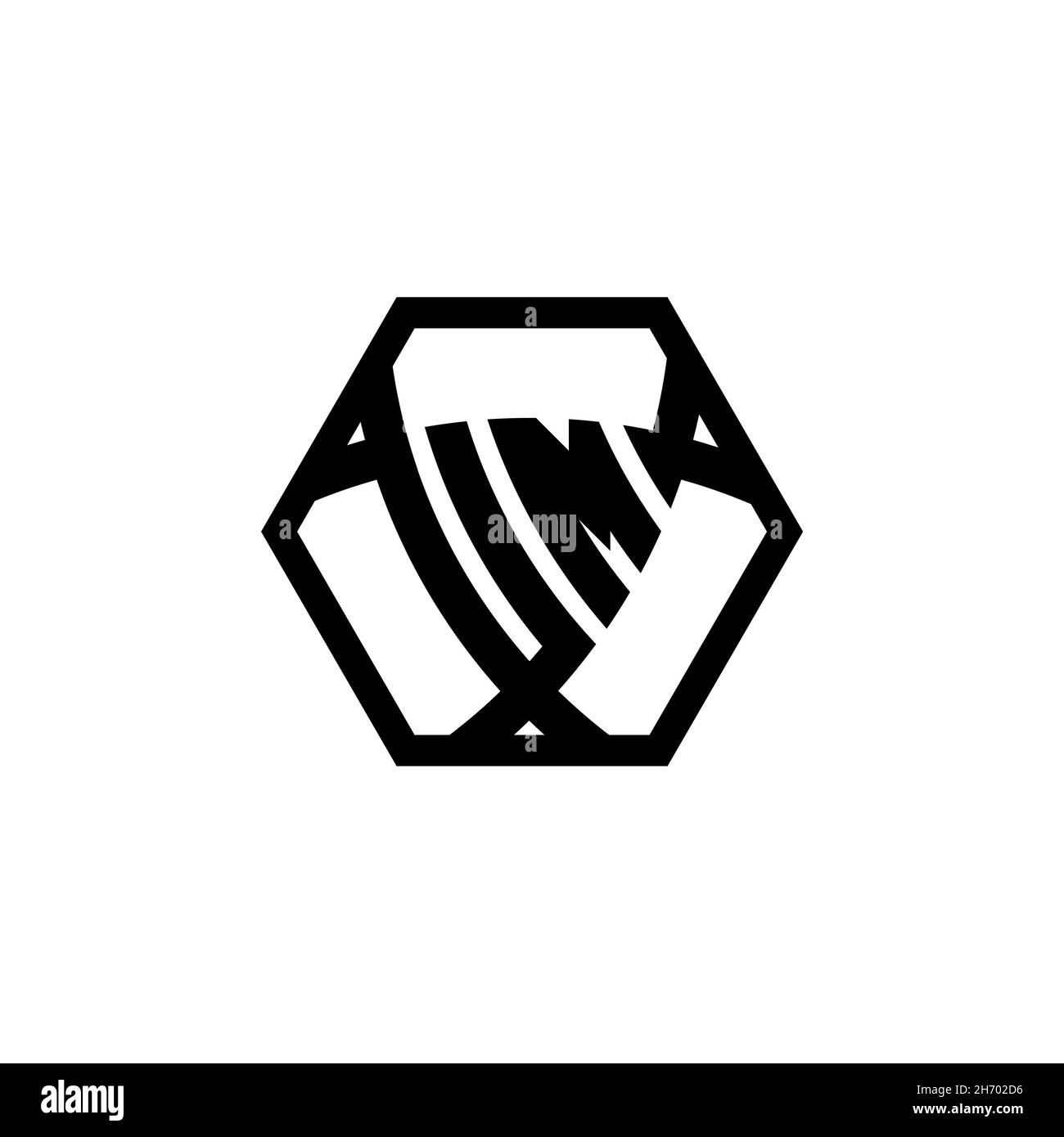 LETTERA con logo a monogramma A FORMA DI TRIANGOLO con schermatura esagonale arrotondata. Logo a monogramma triangolare, logo a monogramma schermato, lettera a scudo triangolare. Illustrazione Vettoriale