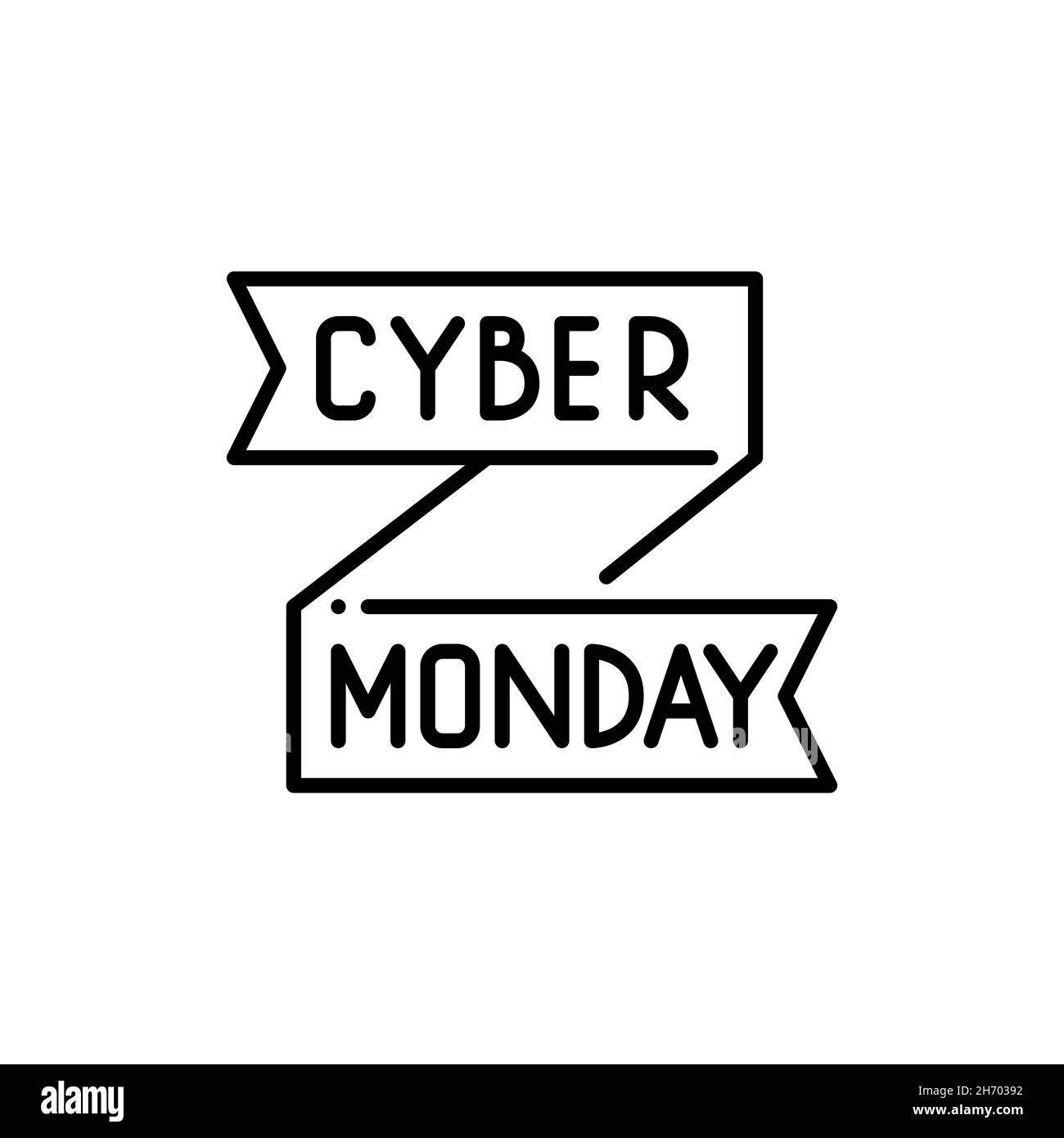 Offerta Cyber Monday. Banner a nastro. Icona tratto modificabile pixel Perfect Illustrazione Vettoriale