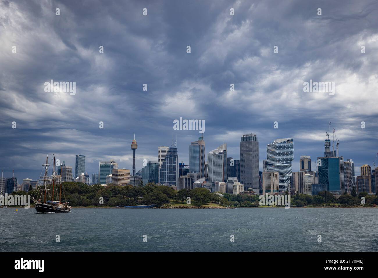 Cieli bui sul CBD di Sydney Foto Stock