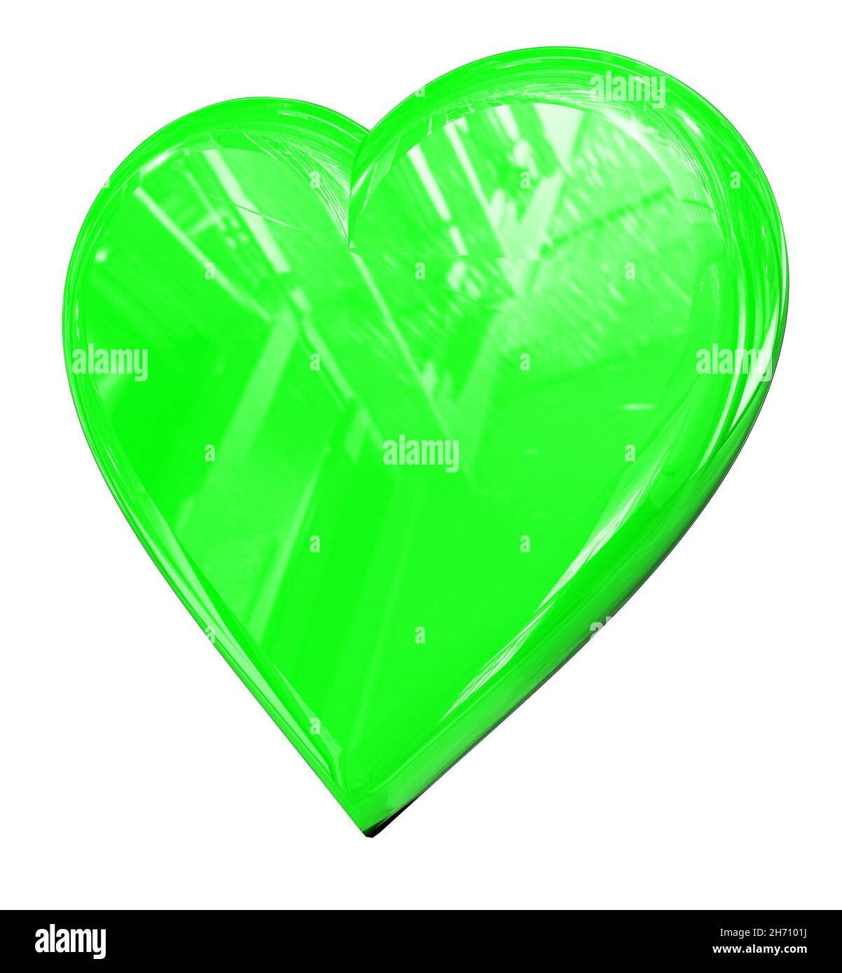 Forma del cuore - icona verde simbolo di segno lucido - rendering 3d Foto Stock