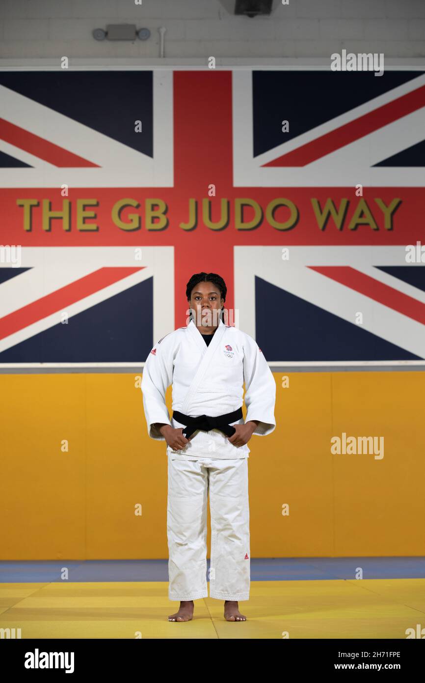 Nekoda Smythe Davis presso il centro di formazione Judo Center of Excellence il 20 aprile 2021 a Walsall nel Regno Unito. Foto di Sam Mellish Foto Stock