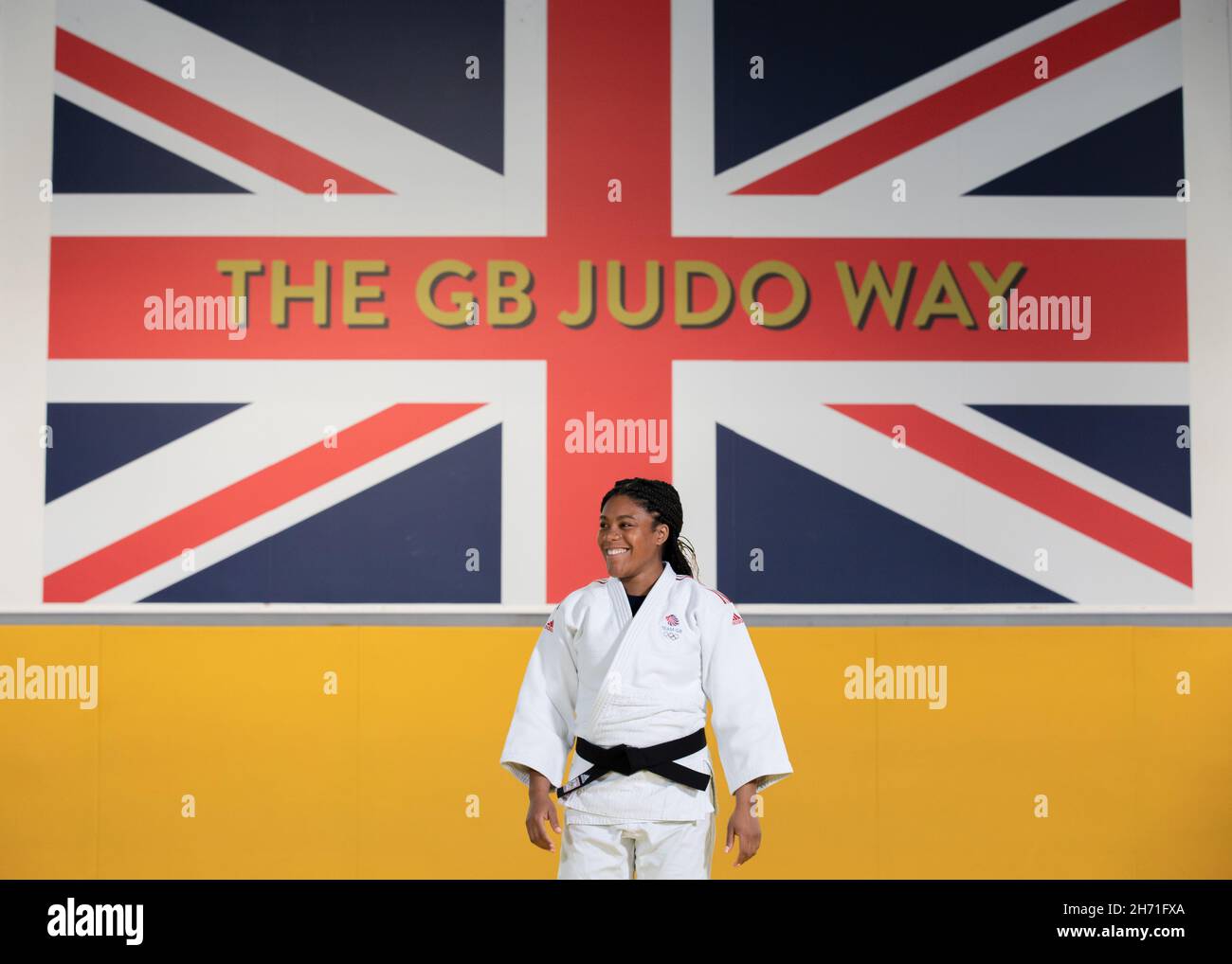 Nekoda Smythe Davis presso il centro di formazione Judo Center of Excellence il 20 aprile 2021 a Walsall nel Regno Unito. Foto di Sam Mellish Foto Stock