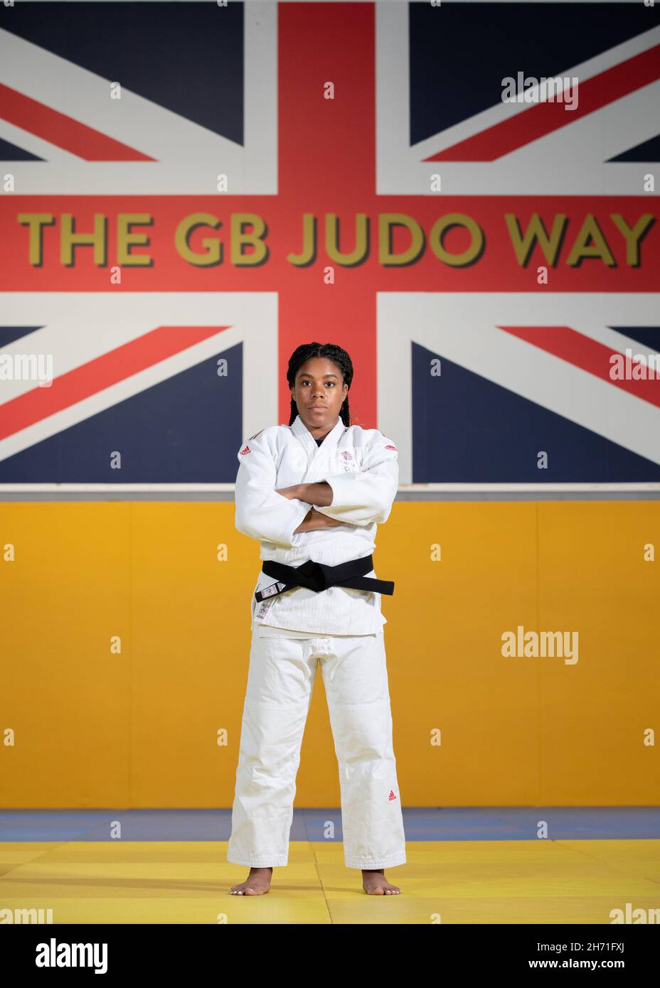 Nekoda Smythe Davis presso il centro di formazione Judo Center of Excellence il 20 aprile 2021 a Walsall nel Regno Unito. Foto di Sam Mellish Foto Stock