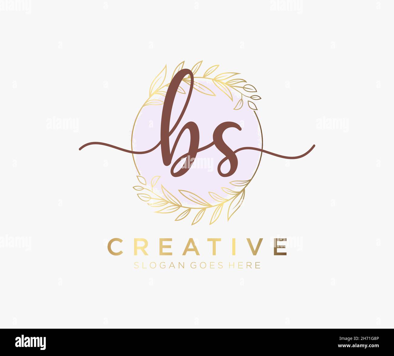 LOGO FEMMINILE BS. Utilizzabile per la natura, salone, centro benessere, cosmetici e loghi di bellezza. Elemento modello di disegno con logo a vettore piatto. Illustrazione Vettoriale