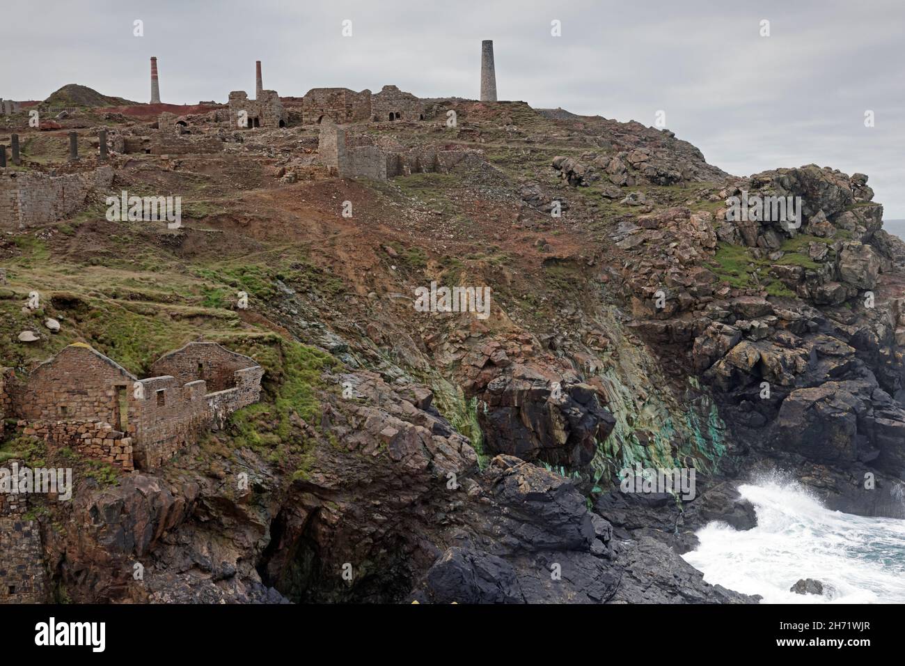 Miniera di Levant Tin sulla costa nord della Cornovaglia Foto Stock