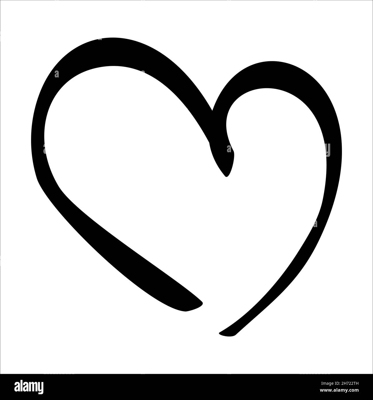 Cuore. Contorno nero nell'illustrazione vettoriale della forma del cuore. Icona di disegno semplice. Illustrazione Vettoriale