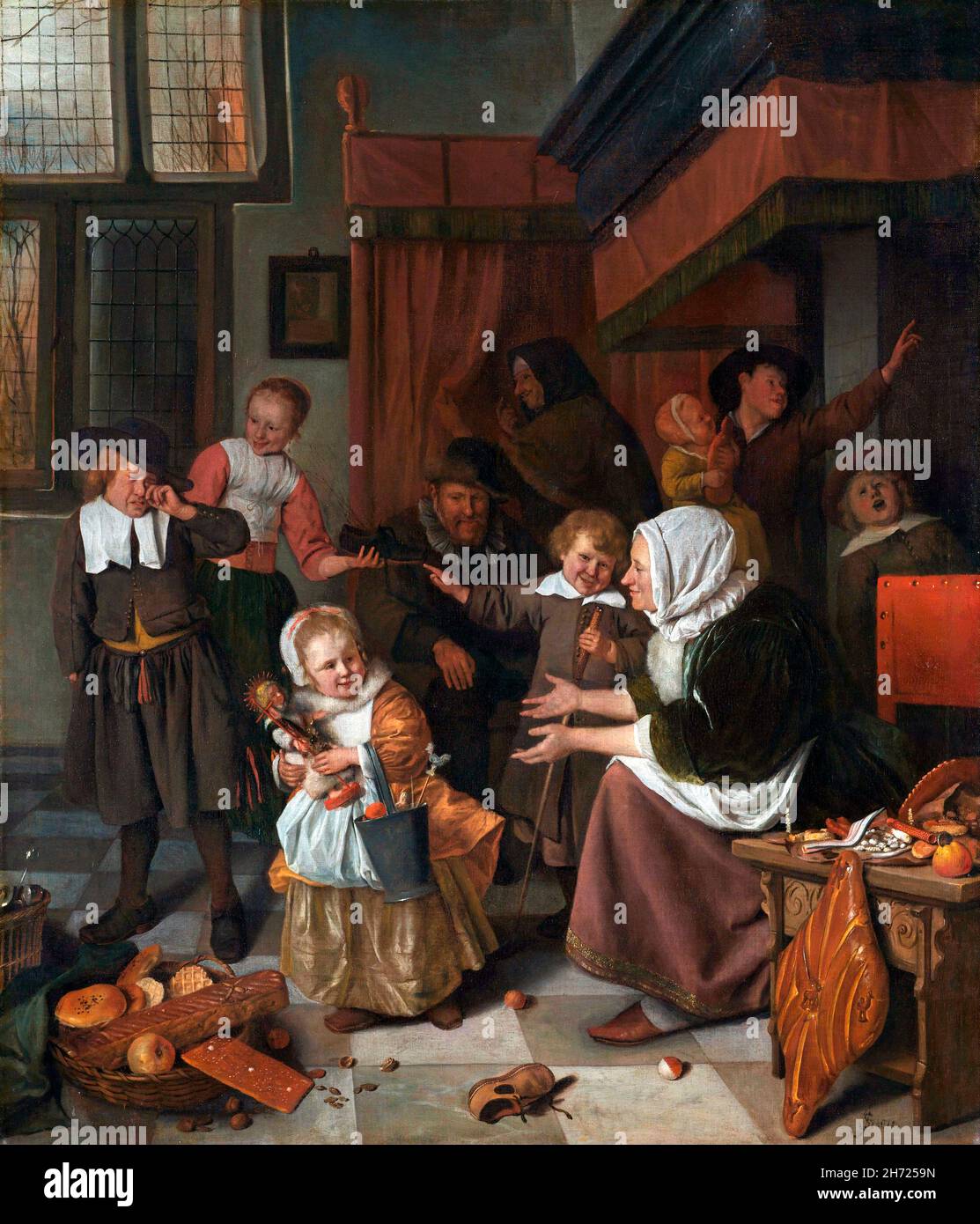 Jan Steen. "La festa di San Nicola" dell'artista olandese dell'età dell'oro Jan Havickszoon Steen (c.. 1626 1679), olio su tela, 1665 Foto Stock