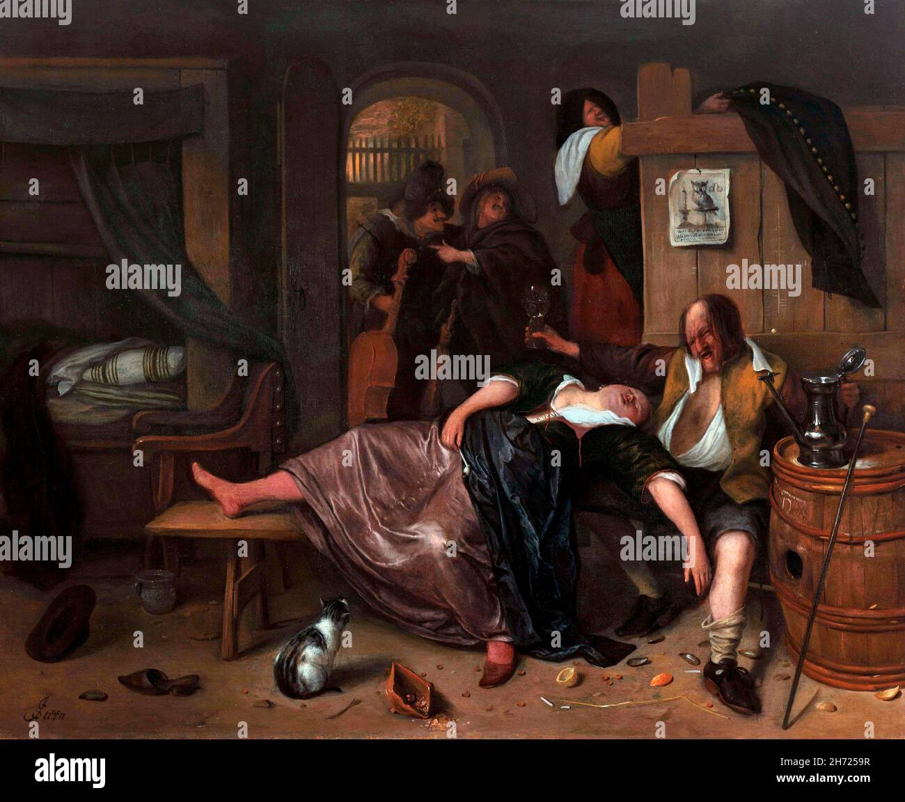 Jan Steen. 'La coppia Drunken' dell'artista olandese dell'Età dell'Oro, Jan Havickszoon Steen (c.. 1626 1679), olio su pannello, c. 1655-65 Foto Stock