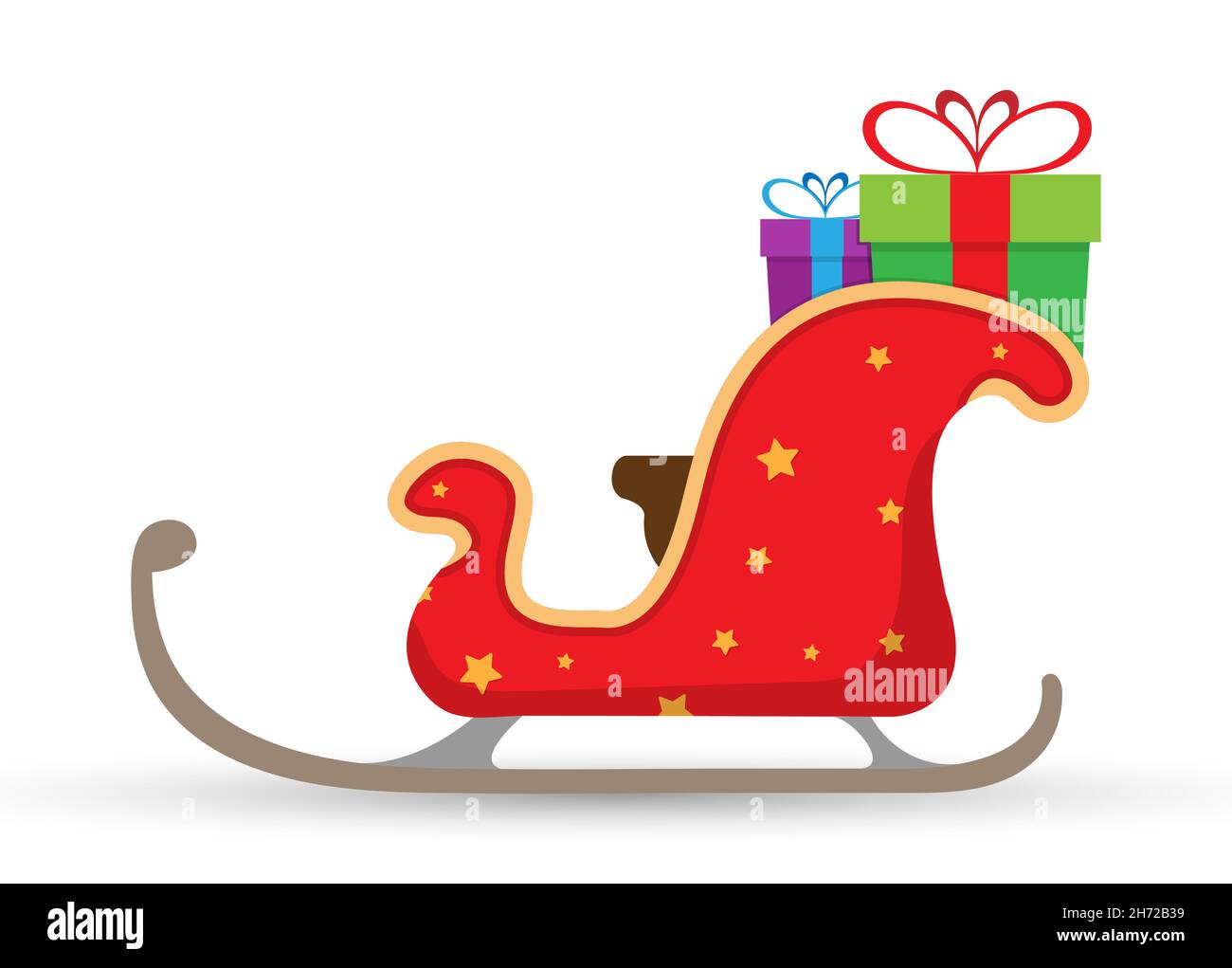 Slitta Babbo Natale con regali. Illustrazione a colori di una slitta di  Natale. Stile piatto Immagine e Vettoriale - Alamy