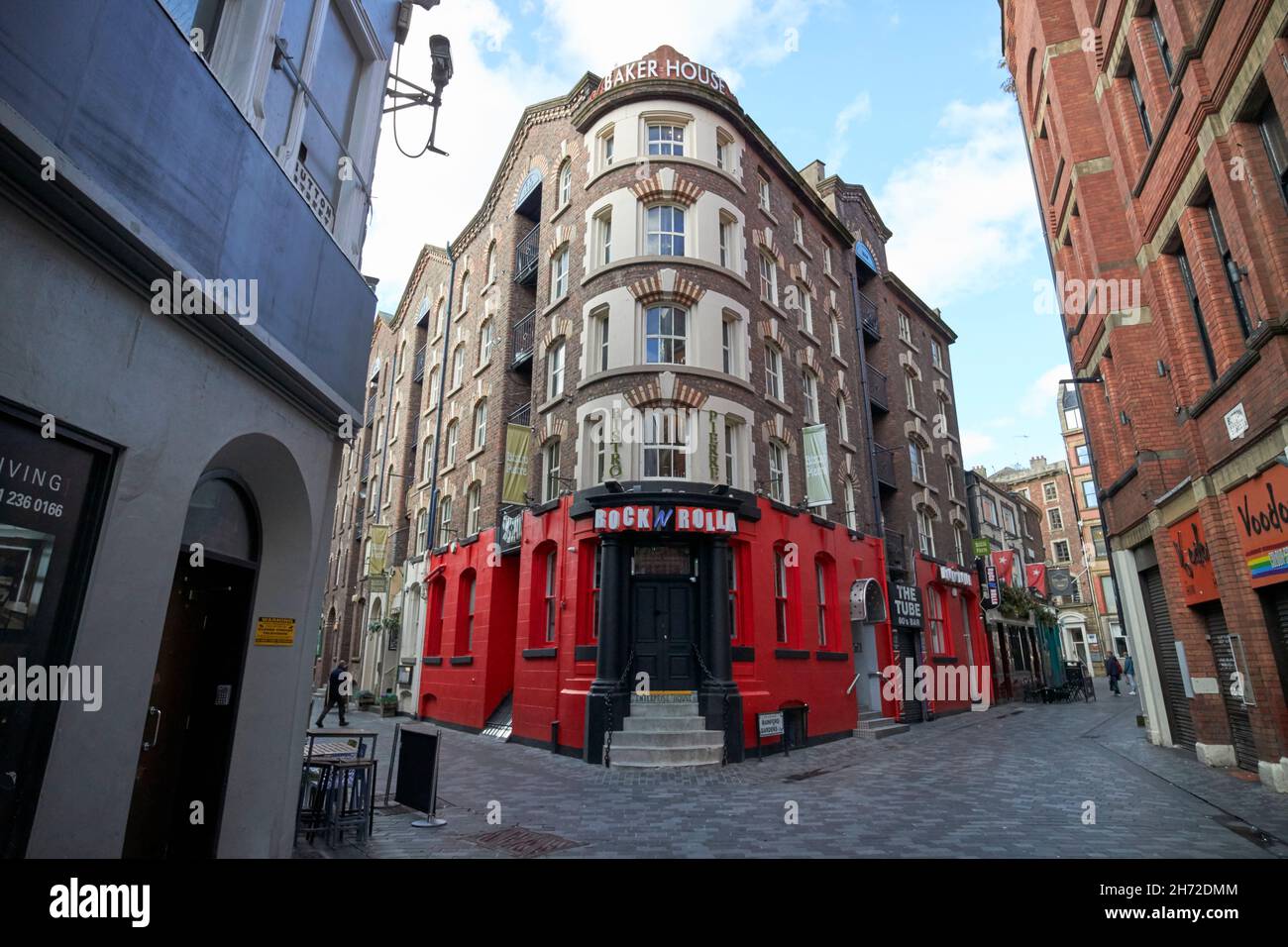 Rock n rolla bar in fornaio casa Liverpool merseyside uk Foto Stock