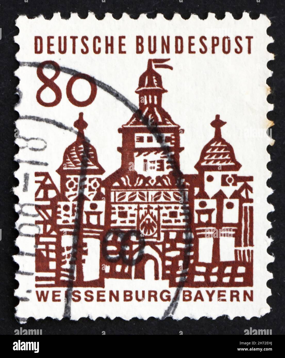 GERMANIA - CIRCA 1964: Un francobollo stampato in Germania mostra Elling Gate, Weissenburg, circa 1964 Foto Stock