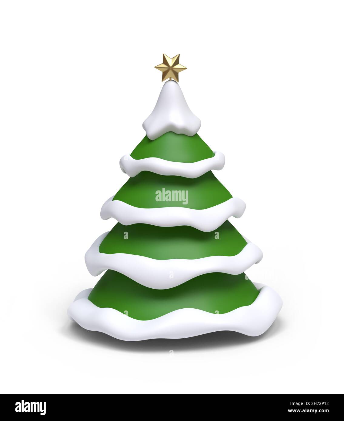 Cartoon albero di natale su sfondo bianco con tracciato di ritaglio. Immagine 3D Foto Stock