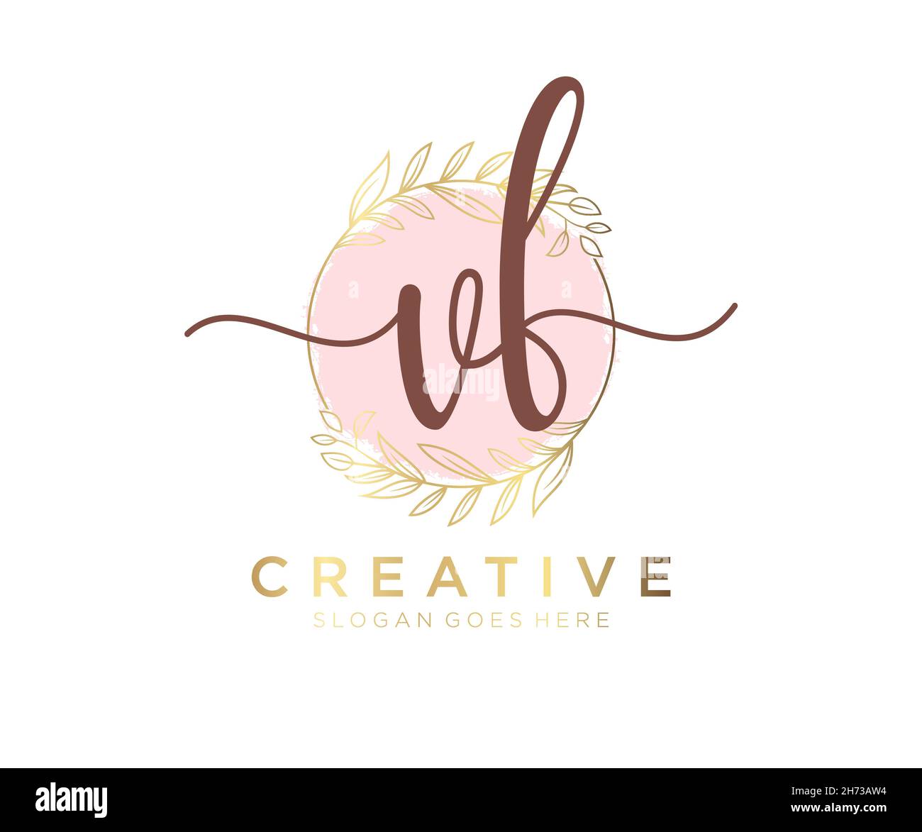 Logo VF femminile. Utilizzabile per la natura, salone, centro benessere, cosmetici e loghi di bellezza. Elemento modello di disegno con logo a vettore piatto. Illustrazione Vettoriale