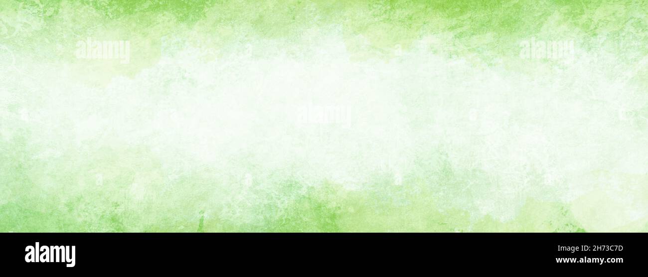 texture di sfondo bianco con bordi grunge acquerello verde in vecchio design vintage sbiadito, eleganti strisce color pastello verde con centro bianco Foto Stock