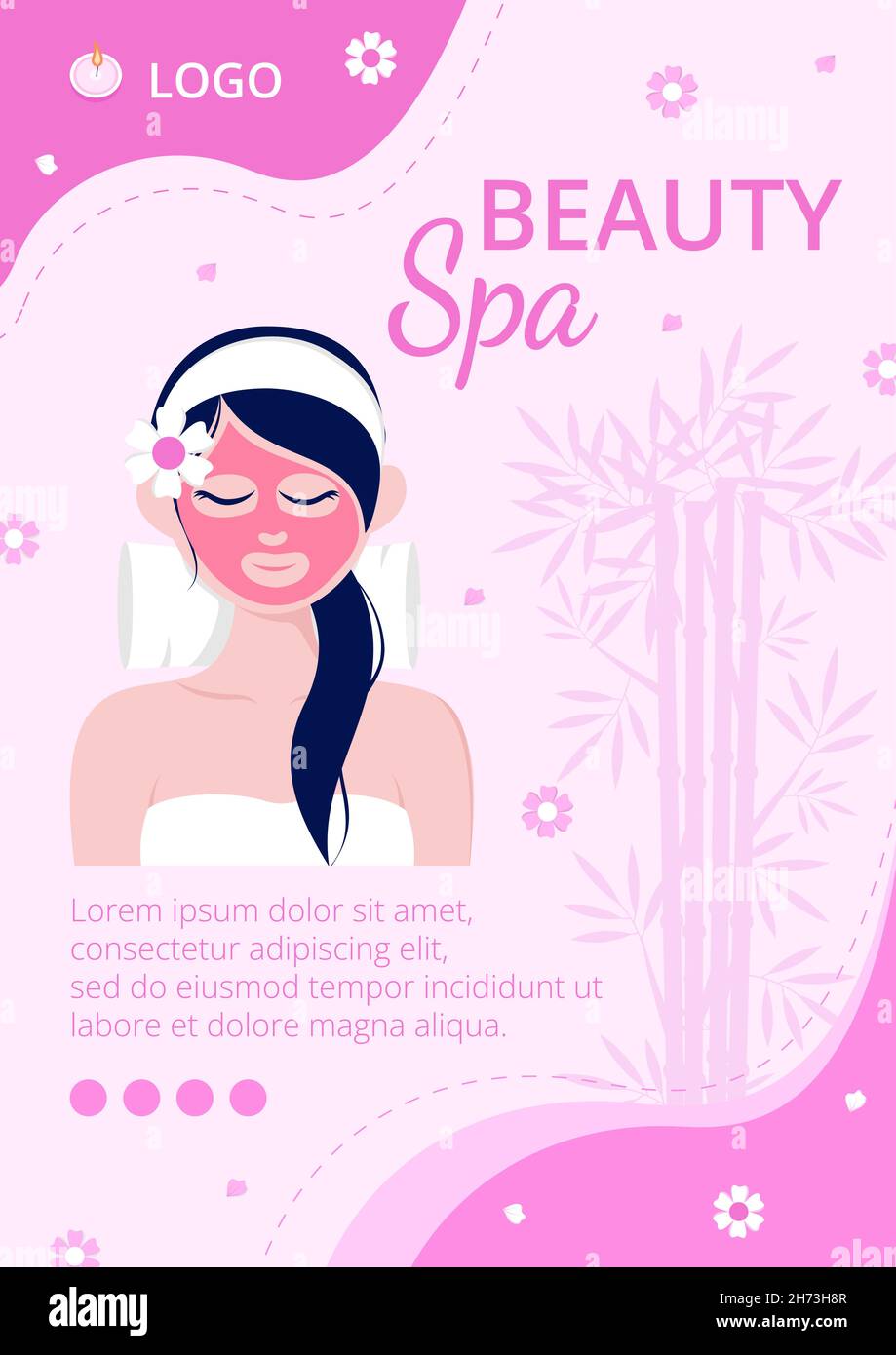 Beauty Spa e Yoga Flyer Editable of Square background adatto per Social Media, Feed, Card, saluti, Stampa e Web Annunci Internet Illustrazione Vettoriale