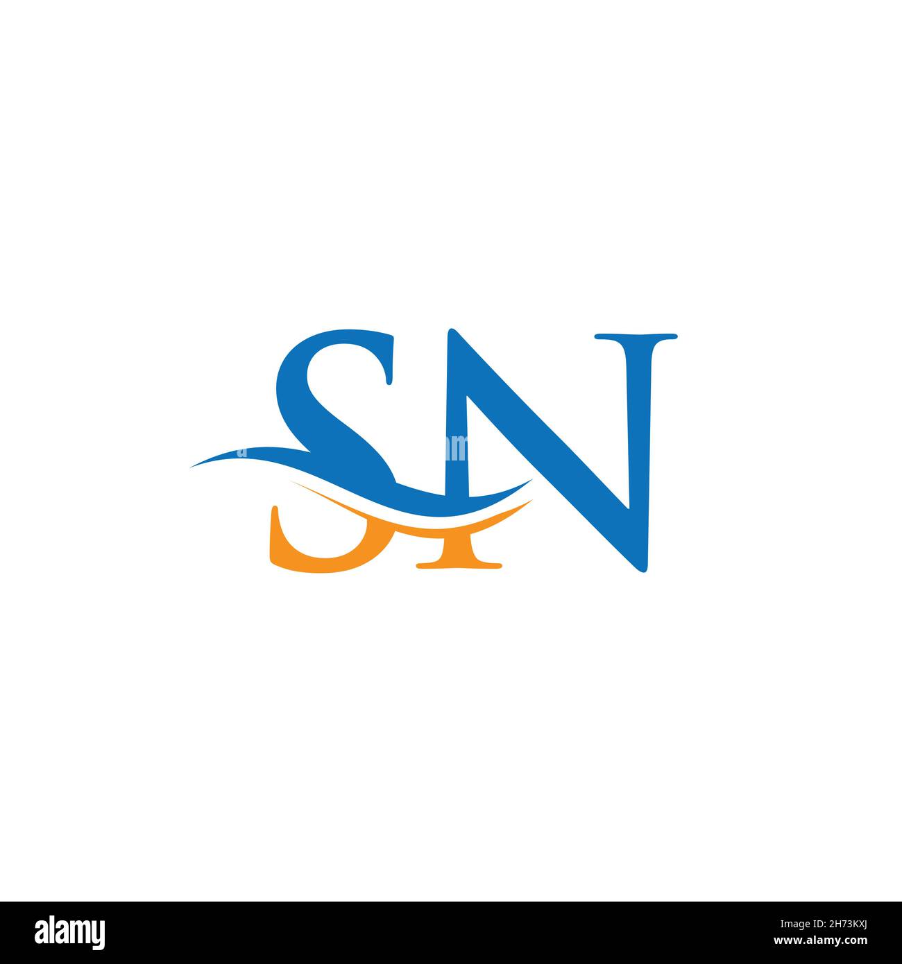 SN vettore di disegno del logo. Logo Swoosh lettera SN Illustrazione Vettoriale