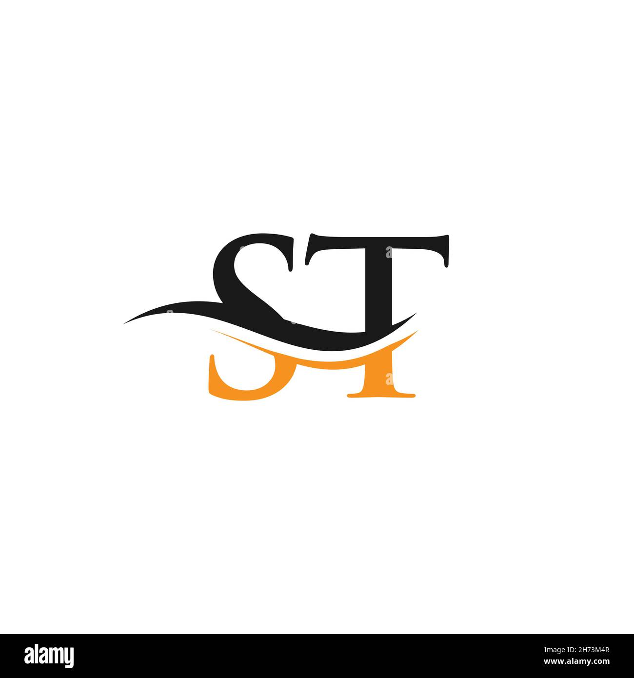 Swoosh Letter ST Logo Design per l'identità aziendale e aziendale. Logo Water Wave ST alla moda moderna Illustrazione Vettoriale