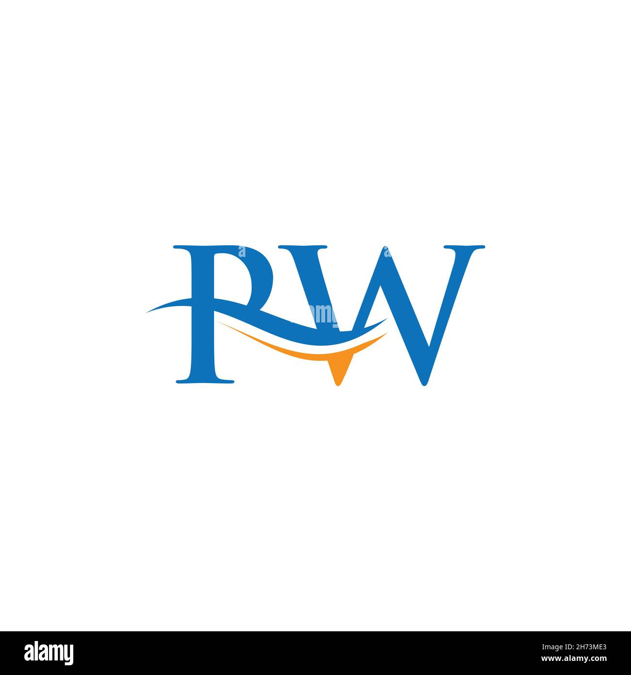 Vettore con logo PW Water Wave. Swoosh lettera PW Logo Design per l'identità aziendale e aziendale. Illustrazione Vettoriale