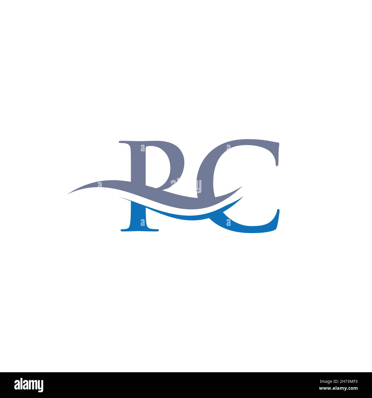 Design iniziale del logo della lettera del PC con un design moderno e alla moda. Design del logo del PC. Illustrazione Vettoriale