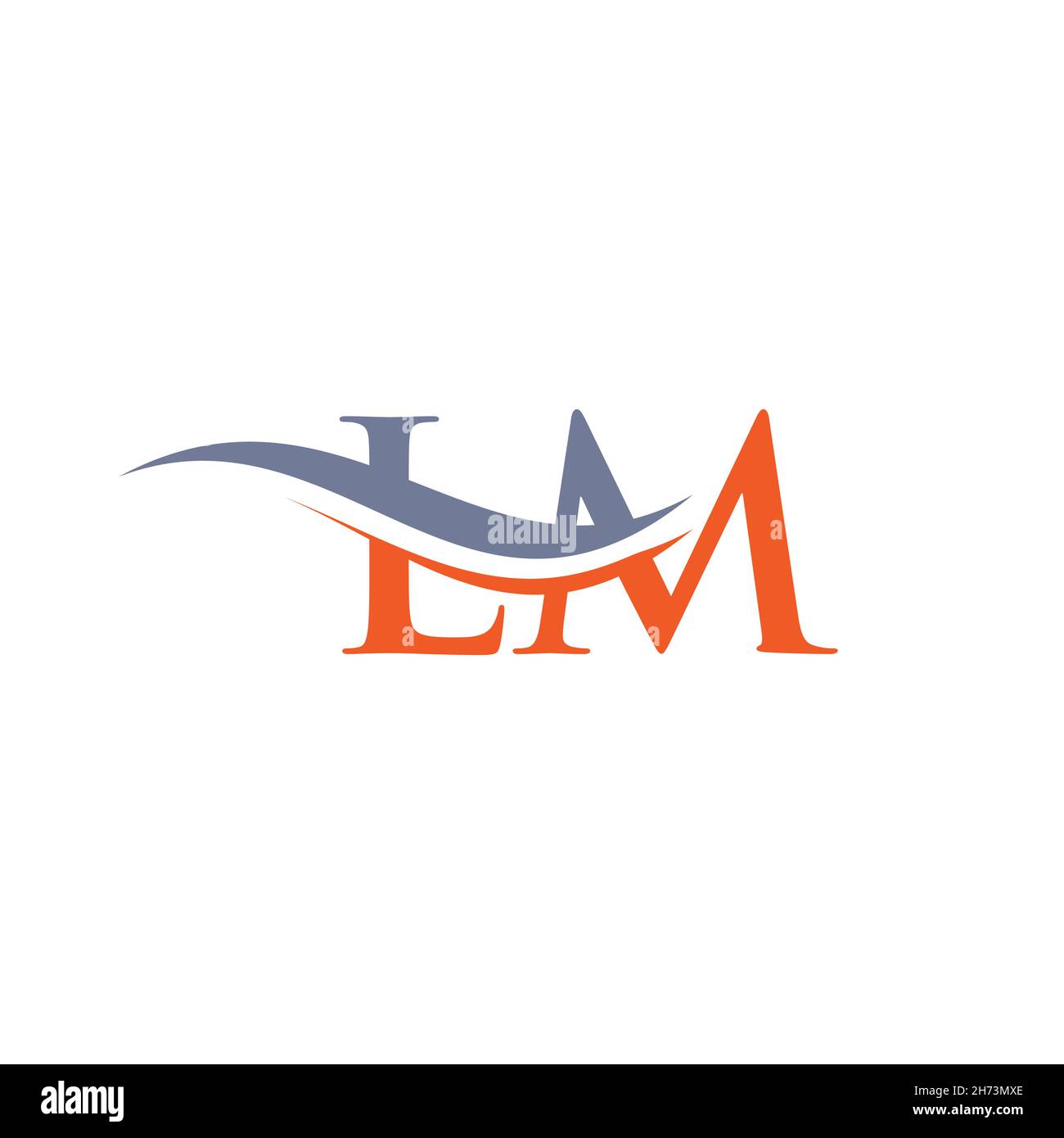 Vettore di disegno del logo LM. Swoosh lettera LM logo design Illustrazione Vettoriale