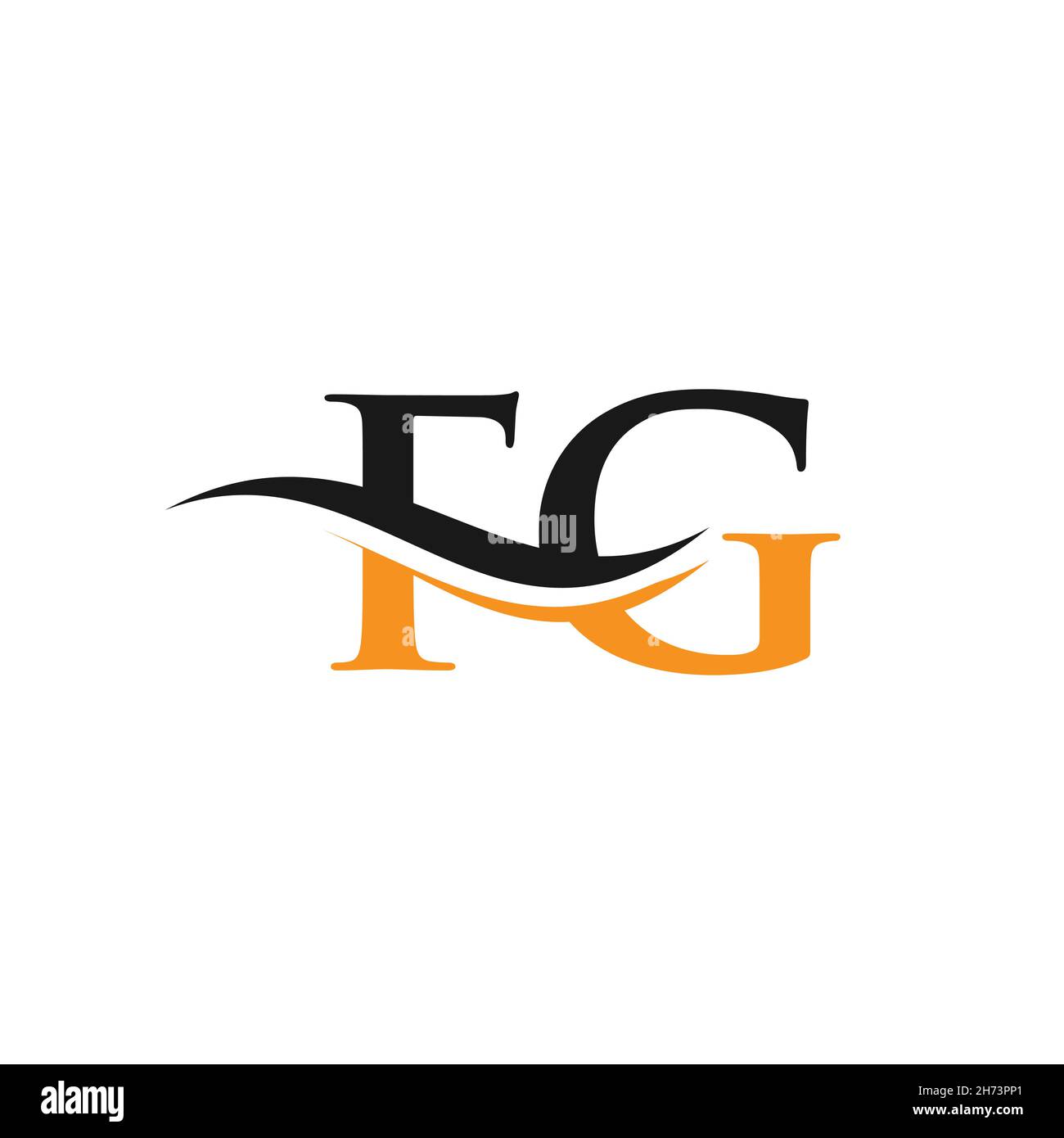 Vettore con logo Water Wave FG. Swoosh Letter FG Logo Design per l'identità aziendale e aziendale. Illustrazione Vettoriale