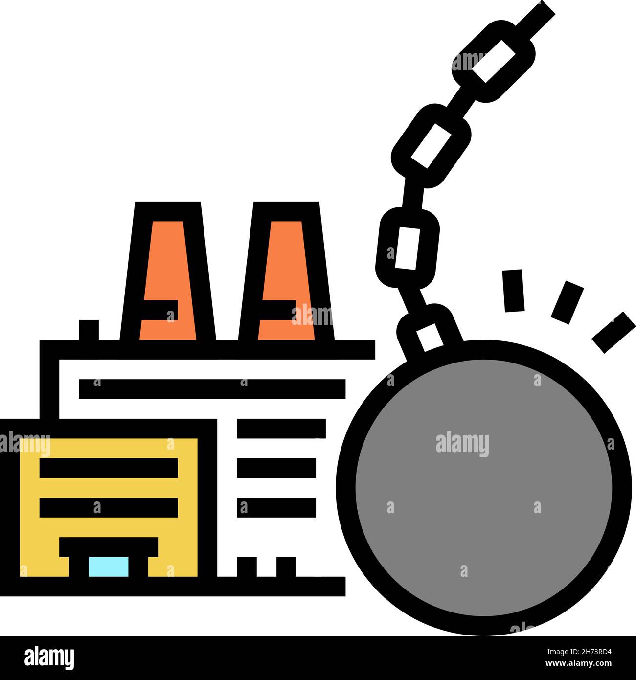impianto demolizione fabbrica a colori icona vettore illustrazione Illustrazione Vettoriale