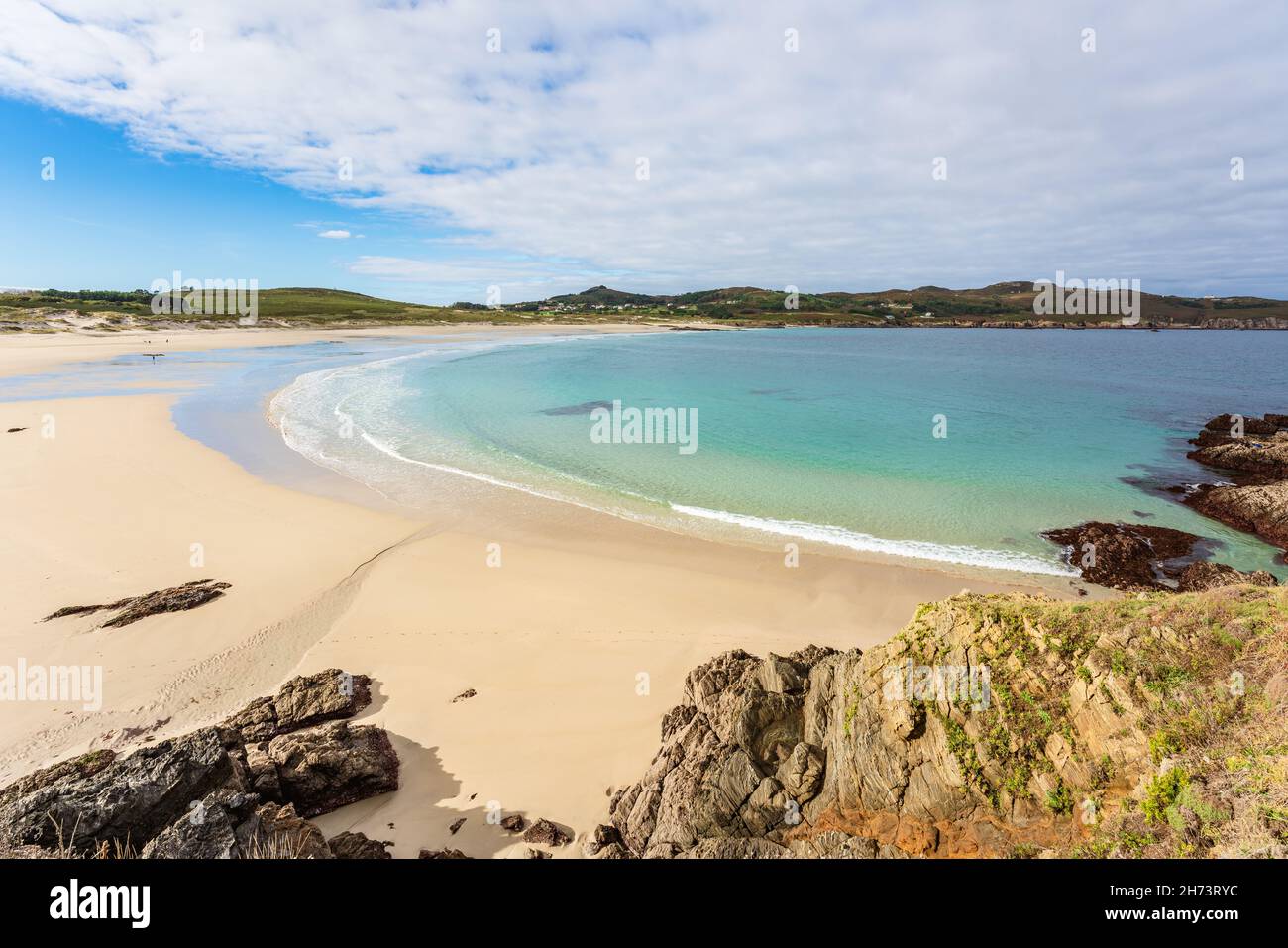 Spiaggia di Santa Comba. Paesaggio non sviluppato in Ferrol, Spagna settentrionale. Foto Stock