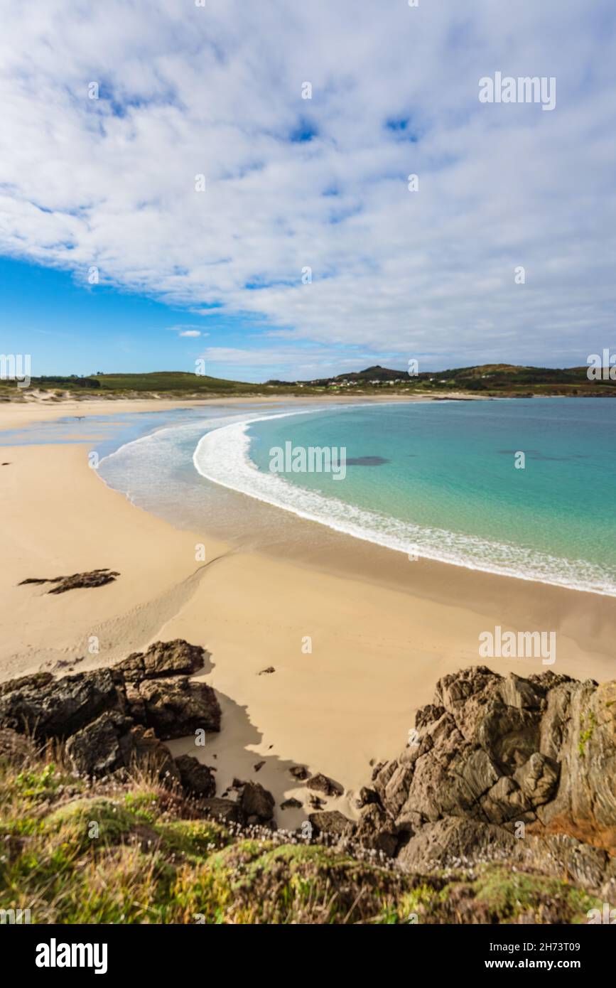 Spiaggia di Santa Comba. Paesaggio non sviluppato in Ferrol, Spagna settentrionale. Foto Stock