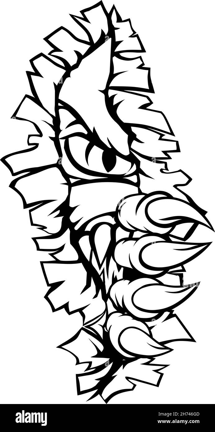 Mostro con Talon Claw che strappare UNA lacuna attraverso Wall Illustrazione Vettoriale