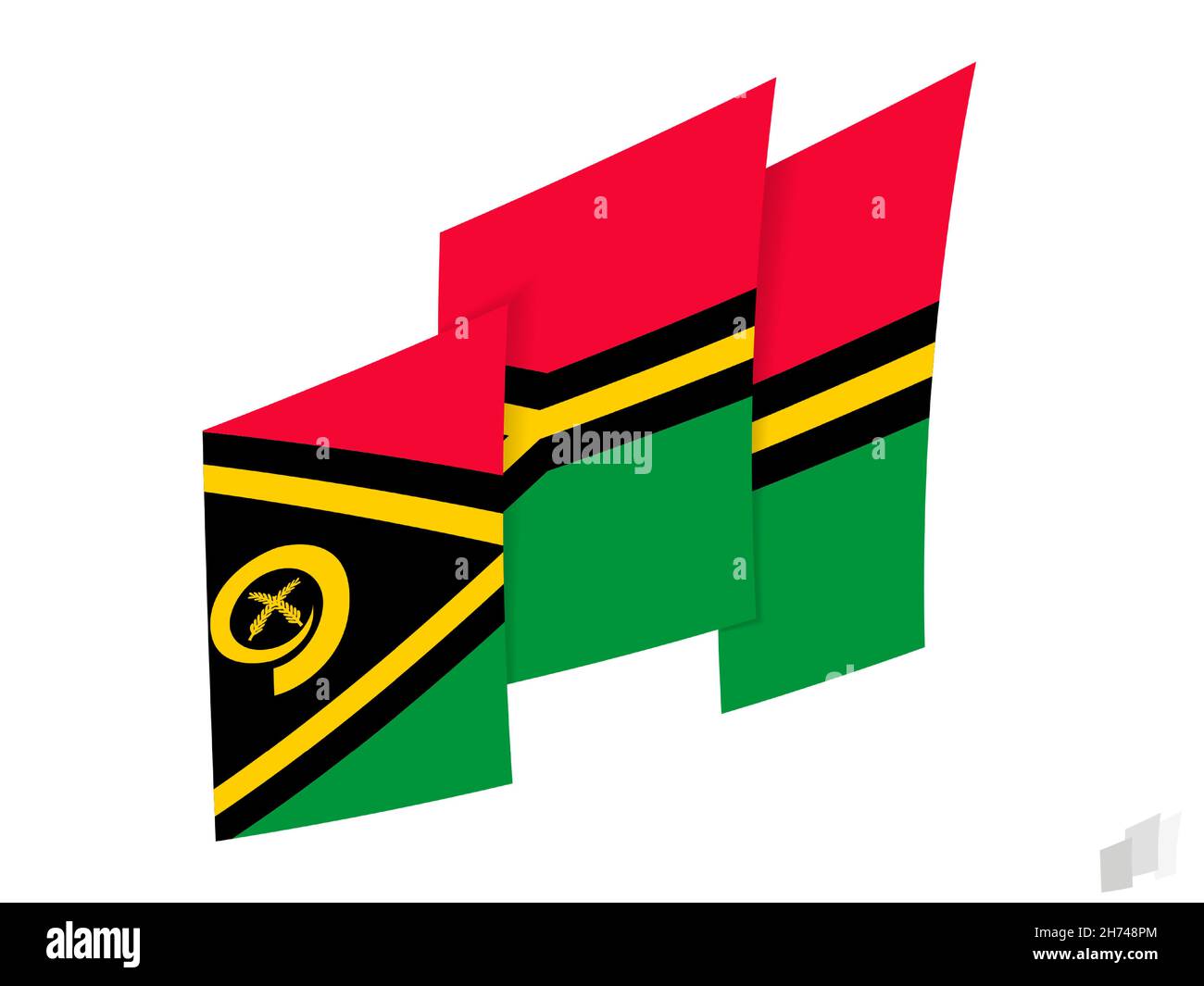 Bandiera Vanuatu in un disegno astratto strappato. Design moderno della bandiera Vanuatu. Icona vettore. Illustrazione Vettoriale