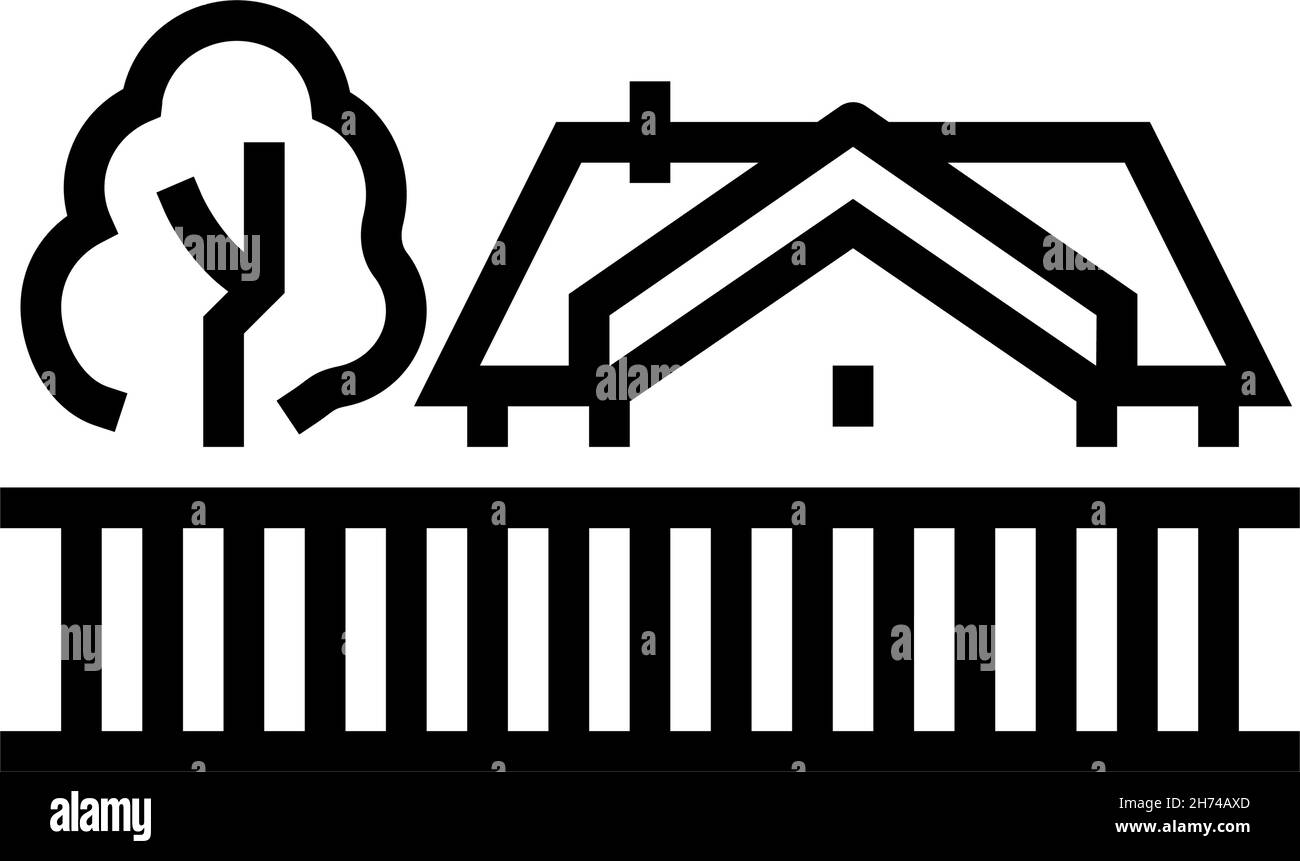 casa privata periferia linea icona vettore illustrazione Illustrazione Vettoriale