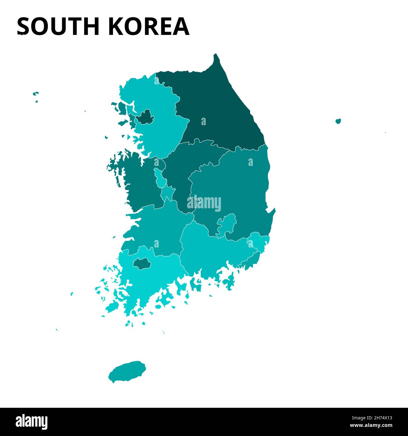 Mappa della Corea del Sud. Mappa della Corea del Sud. Province della Corea del Sud. Vettore eps 10 Illustrazione Vettoriale