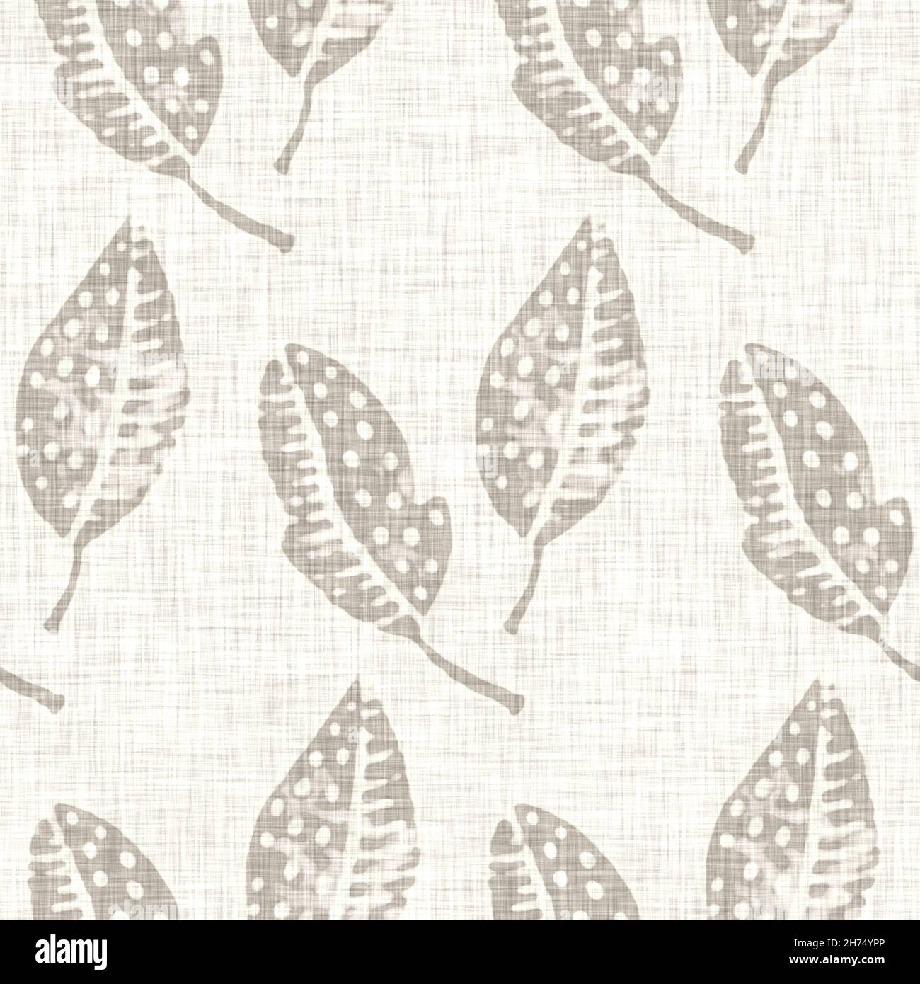 Tessuto di lino con motivo floreale grigio disegnato a mano. Capricci da giardino senza cuciture. Moderna primavera doodle floreale natura tessuto per arredamento casa. Botanico Foto Stock