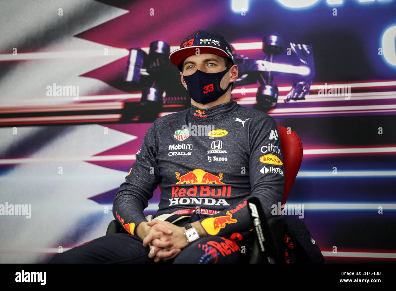 VERSTAPPEN Max (ned), Red Bull Racing Honda RB16B, ritratto durante il Gran Premio di Formula 1 Ooredoo Qatar 2021, 20° round del Campionato del mondo di Formula uno FIA 2021 dal 19 al 21 novembre 2021 sul circuito internazionale di Losail, a Lusail, Qatar - Foto: Florent Gooden/DPPI/LiveMedia Foto Stock