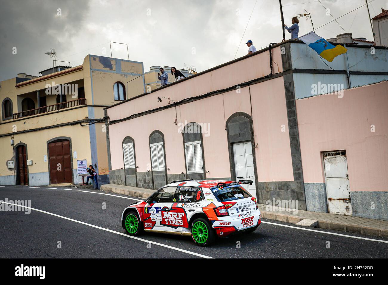 06 Campedelli Simone (Ita), Canton Tania (Ita), Skoda Fabia Rally2 Evo, Team MRF Tires, azione durante il 2021 FIA ERC Rally Islas Canarias, 8° round del FIA European Rally Championship 2021, dal 18 al 20 novembre 2021 a Las Palmas de Gran Canaria, Spagna - Foto: Alexandre Guillaumot/DPPI/LiveMedia Foto Stock