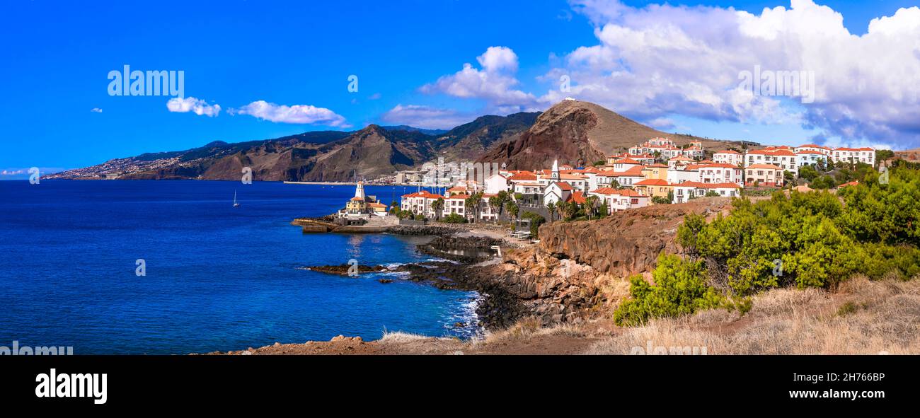 Il paesaggio dell'isola di Madeira, Ponta das Gaivotas , pittoresco punto di vista Quinta do Lorde nella parte orientale vicino alla città canica Foto Stock