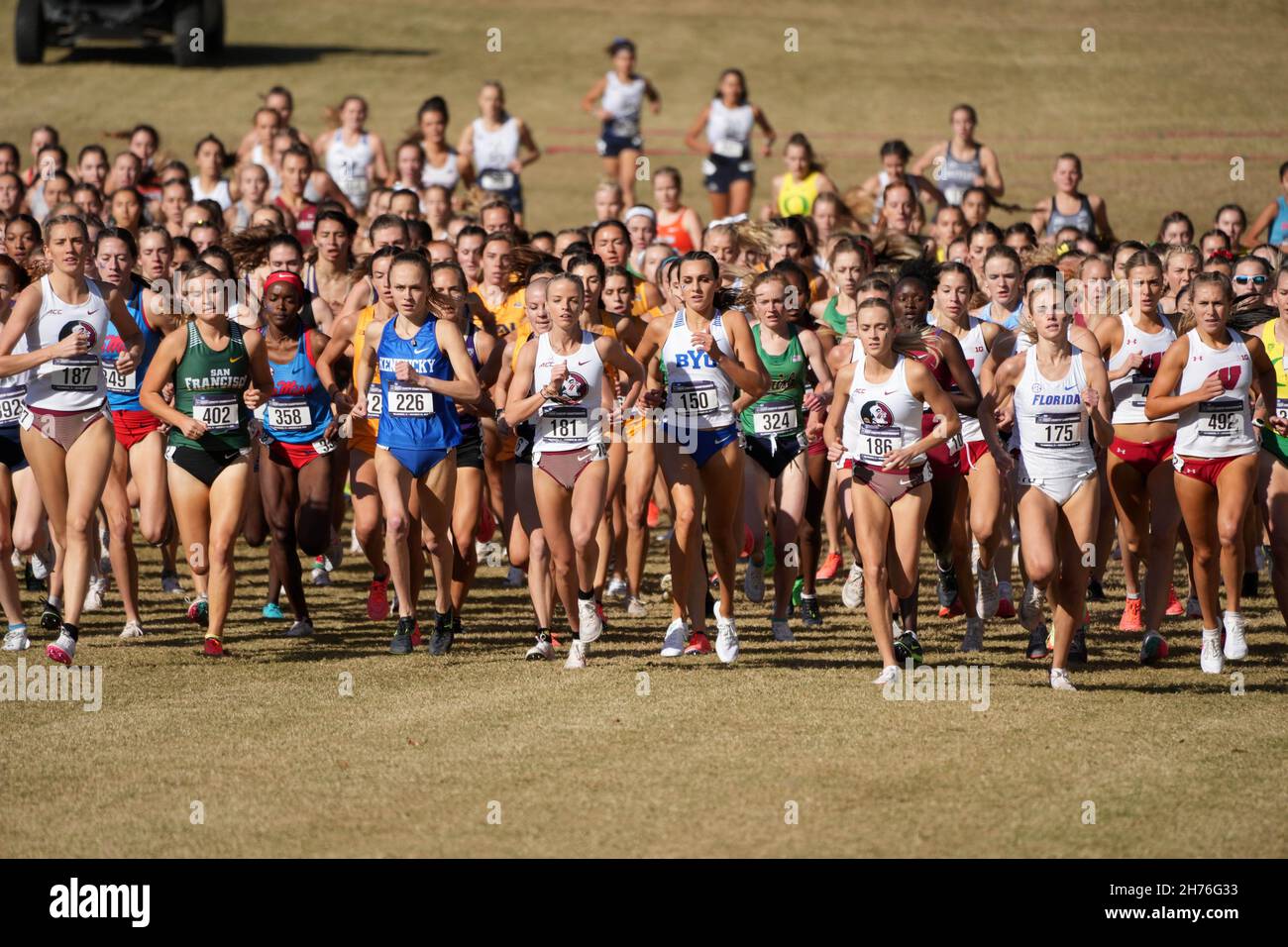 L'inizio della gara femminile durante i campionati di cross country NCAA al Parco Regionale Apalachee, sabato 20 novembre 2021, a Tallahassee, Wh. Fl Foto Stock