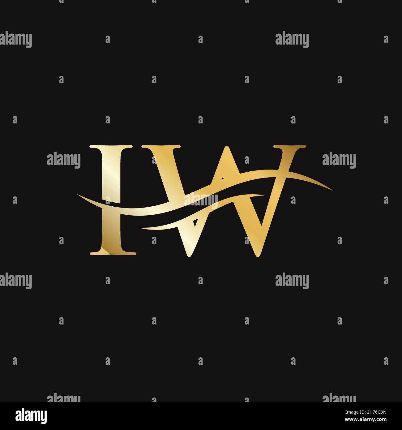 Lettera IW creativa con concetto di lusso. Design moderno con logo IW per l'identità aziendale e aziendale. Illustrazione Vettoriale