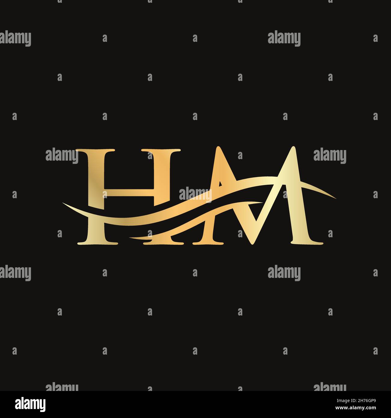 Logo con lettera HM. Modello vettoriale iniziale del logo aziendale della lettera HM Illustrazione Vettoriale