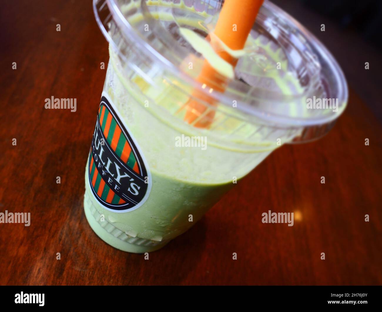 Giapponese Ice macha latte (tè verde latte) Foto Stock