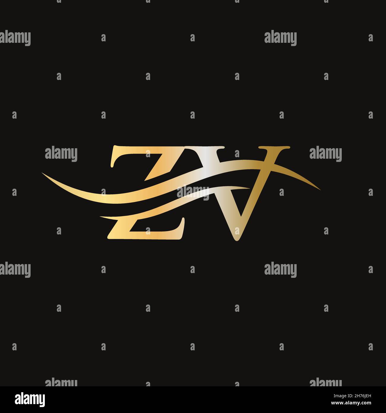 Logo ZV. Design iniziale del logo ZV Letter. Illustrazione Vettoriale