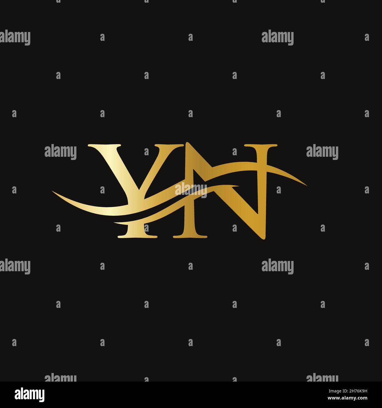 VETTORE di disegno LOGO YN. Swoosh lettera YN logo design Illustrazione Vettoriale