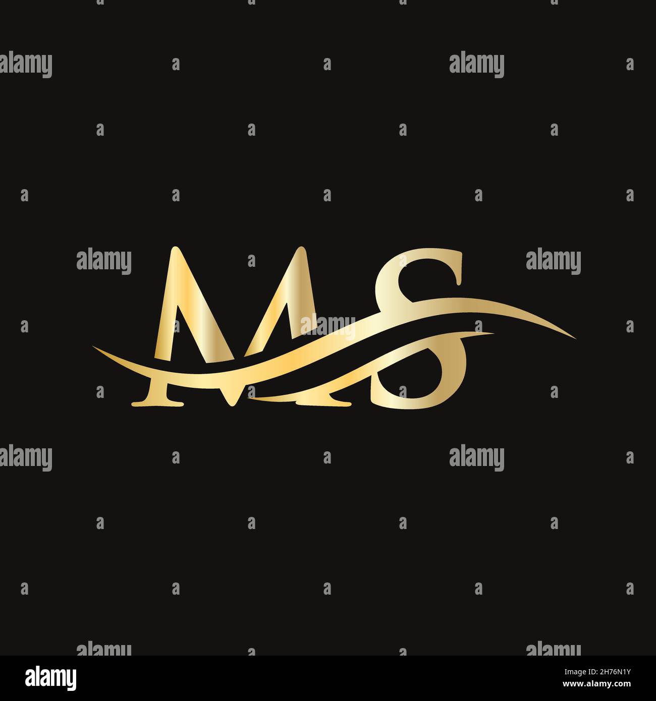 Logo MS. Design iniziale del logo MS Letter. Illustrazione Vettoriale