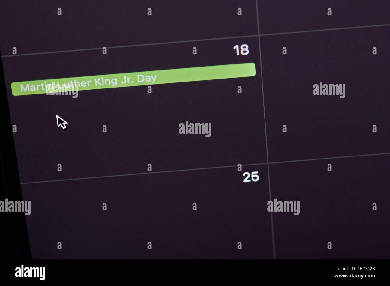 Martin Luther King Day sul calendario digitale pagina vista ravvicinata Foto Stock