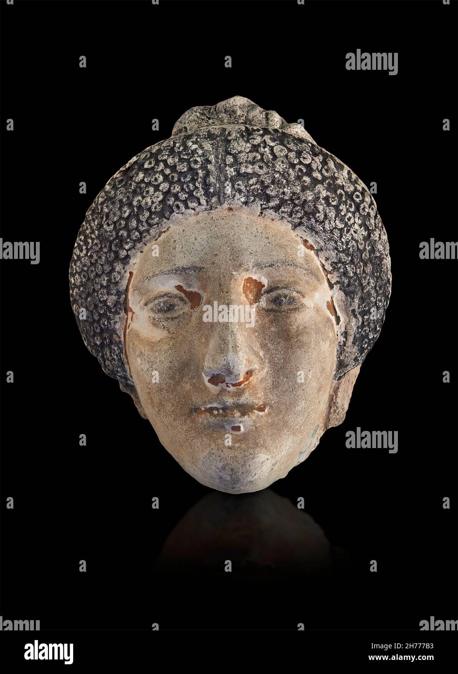 Maschera di morte egiziana romana, II sec. d.C. Museo delle Belle Arti di Lione inv 1995 . Paster . Foto Stock